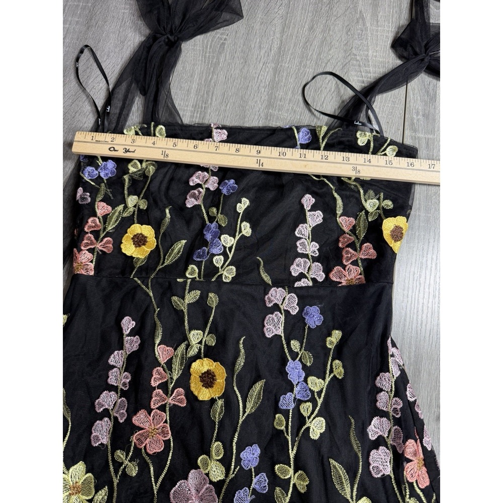 Lulus 3D Colorful Floral Embroidered Tie-Strap Thriving Poise Maxi Dress Size L - Picture 16 of 16